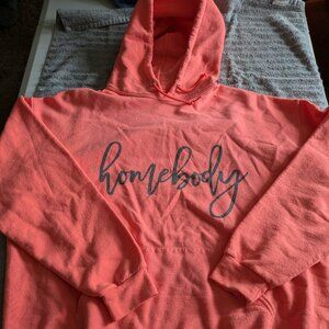 Women's XL Hoodie "Homebody" Soft and cozy! Jerzees Nublend, apricot, like new